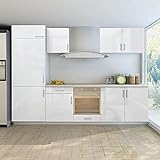 Susany Küchenzeile Einbauküche für Einbaukühlschrank Küchenzeile Küchenblock Einbauküche 7-TLG. Weiß 270