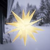 SALCAR 60cm Leuchtstern 3D, LED Weihnachtsstern für innen und außen, Adventsstern Beleuchtet hängend weiß Stern + Warmweiß L