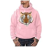 Kapuzenpullover Herren 'Merry Christmas' Hoodie Pullover Langarm Sweatjacke 3D Tiermuster Kapuzenpulli mit Tasche Sport Style Casual Fitness Training Basic Hooded Sw