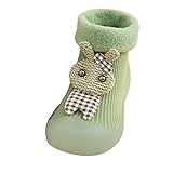 Rumity Baby Jungen Mädchen Socken Schuhe Warm Plus Samt Kleinkind Hausschuhe Herbst Winter Krabbelschuhe auflernschuhe Socken Stiefel mit rutschfest Gummisohle Hüttenschuhe (Grün, 9-12M)