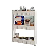 Xu Yuan Jia-Shop Lagerregal Mobile STAKTION RABER Veranstalter Kunststoff Platz Rettung Lagergestell Kühlschrank Side Nact Rack mit Rollenregalen Küche Bad Finish Rack 3 Tier Küchenreg