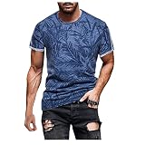 Take Idea Herren Tshirt Retro Blumen Drucken Slim Fit Oberteil Mit Rundhals Urban Bequeme Atmungsaktiv Tops Kurzarm Stretch Material Sportshirt Fitness Sw