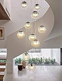 Chents Treppen Kronleuchter 10 Glaskugeln Multi Lichter Moderne kreative Wohnzimmer Pendelleuchte Glasblasen Villa Deckenleuchte Duplex Wohnung Wendeltreppe Langer Kronleuchter, 45x200