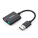 Externe USB Soundkarte TechRise USB auf 3.5mm Klinkenbuchse Stereo Audio Adapter Kabel External Sound Card für Headset, Lautsprecher oder 4 Pole TRRS Mik