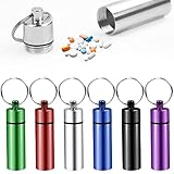 Androxeda 7Stück Tragbare Aluminium Pillenbox,Aluminium Pillenbox Schlüsselbund,Wasserdicht Medizin Pillendosen,Kapsel Pillen Dose, Pille Container Aluminium für Outdoor Sport Camping Wandern R