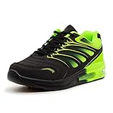 LEKANN 333 Herren Sportschuhe Laufschuhe Sneaker Dämpfung, Schwarz/Grün Gr. 43 EU
