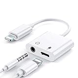 Kopfhörer Adapter für iPhone [Apple MFi Zertifiziert] 2 in 1 Lightning auf 3,5‑mm-Kopfhöreranschluss Adapter AUX Audio + Ladegerät iPhone Dongle Kompatibel mit iPhone 12/12 Pro/11/11 Pro/SE/8/7/6