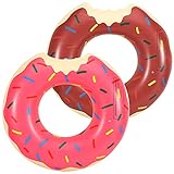 HeySplash 2 Stück Aufblasbar Schwimmring, 90 cm Angebissener Donut Schwimmreifen Luftmatratze Faltbar Ring Sommer Schwimmhilfe Wasserspielzeug Schwimmer für Erwachsene & Kinder Pool See, Rosa B