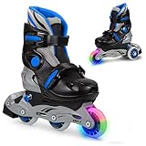 JAMBACH Inliner Triskates für Kinder größenverstellbar Inline Skates für Mädchen und Jungen in den Größen 26 – 37, Inline-Skates mit LED - Vorderrad (M (34-37), blau)