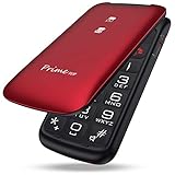 Easyfone Prime-FLIP GSM Seniorenhandy Klapphandy ohne Vertrag, Großtasten Mobiltelefon Einfach und Tasten Notruffunktion, Handy für Senioren mit Tischladestation (rot)