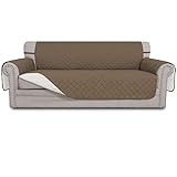 Greatime Sofaschoner, Sofa Schutz Abdeckung, Schonbezug, Sofaüberwurf, Sofabezug, Rutschfes, Reversible Gesteppte, Pet, Haustier Abdeckung, Kinder, Katzen, Hunde（3-Sitzer, Braun/Beige）