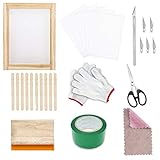 Siebdruck-Set,Langlebig und Sicher Siebdruck Set Mesh Screen Printing Kit Siebdruck-set Mit Siebdruckrahmen Holzspatel Feines Schnitzmesser Anfänger Erste Schritte Tools(37 Stück)