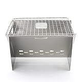 KYMLL 1 Set Grill Holzkohlegrill Klapp tragbarer Grill Schreibtisch Tischplatte Outdoor Edelstahl,Silber 1