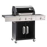 LANDMANN Gasgrill Triton maxX PTS 3.1 | Premium Gasgrill mit doppelwandigem Deckel & maxX-Zone für maximale Hitze | Grillrost aus emailliertem Gusseisen für perfektes Grillbranding [Schwarz]