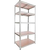 Arebos Schwerlastregal Steckregal Kelleregal/Metall / 90 x 60 x 200 cm / 875 kg Tragkraft/Einfache Montage durch Stecksystem und ohne Schraub