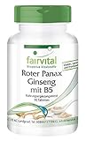 Roter Panax Ginseng Extrakt + Vitamin B5-600mg koreanischer Ginseng Extrakt pro Tablette - HOCHDOSIERT - VEGAN - 90 Tab
