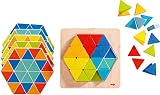 HABA 301703 - Legespiel Zauberdreiecke | Mit 36 Dreicken und 6 doppelseitig bedruckten Vorlagenblättern | Fördert Kreativität und Feinmotorik