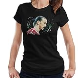 VINTRO Zlatan Ibrahimovic Damen T-Shirt Original Portrait by Sidney Maurer Professionell Bedruckt Gr. XXL, Schw