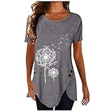 Plus Size Damen T-Shirt Kurzarm Pullover Mode Print V-Ausschnitt lässig lose Lange Bluse Junges Mädchen Khaki Grau Schwarz Grün Weinrot Sweatshirt S M L XL XXL XXXL XXXXL XXXXXL Top