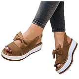 YHIIen Plateau Sandalen Damen Espadrilles Casual Keilsandalen Fischmund Mund Strand Lässige Keilabsatz Sandalen Sommer Offene Schuhe Freizeit S