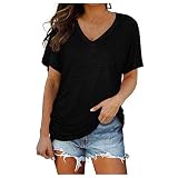 Bunte Blumen Motiv T-Shirt Damen Sommer Oberteile Lässig Print Kurzarm O-Ausschnitt Locker T-Shirt Bluse Top Casual Einfarbig Basic Gestückelte Tees Tops Elegant Locker Mädche X1 - Black M