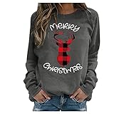 Weihnachtspullover, Urlaubskostüm für Damen, Damen, Rentier, bedrucktes Sweatshirt, lässiges Langarm, lockeres Hemd, leichte Pullover Tops, Zca06#lzi210911908gyxl, 40