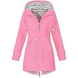 BOLANQ Damen Solid Regenjacke Outdoor Jacken Regenmantel mit Kapuze W