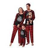 Beudylihy Familie Weihnachten Pyjamas Merry Christmas Bedruckt Rentier Elch Outfit Lange Ärmel Pyjamas Set Weihnachten Schlafanzug Weihnachtspulli Lustig Homew