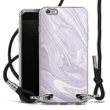 DeinDesign Carry Case kompatibel mit Apple iPhone 6s Plus Hülle mit Band Handykette zum Umhängen schwarz Lavendel Marmor L