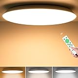 LED Deckenleuchte Dimmbar mit Fernbedienung, 24W 2640LM LED Deckenlampe Lichtfarbe und Helligkeit Einstellbar für Wohnzimmer Bad Büro, IP54 Wasserfest Ø30
