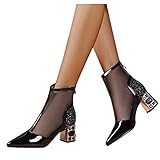 Geilisungren Plateau High Heels Damen Blockabsatz Stiefel Mit Strass Damen Western Kampfstiefel Winter Herbst Stiletto Stiefeletten Sexy Schlupfstiefel Ankel Boots mit Blockabsatz F