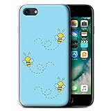 Handy Hülle kompatibel mit Apple iPhone 7 Karikatur Hummeln Himmelblau Transparent Klar Ultra Sanft Flexibel Silikon Gel/TPU Case C