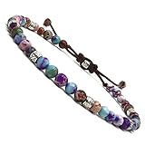 BENAVA Damen Yoga Armband Bunt aus Jaspis Edelstein Perlen | Chakra Glücksarmband Damenarmband Freundschaftsarmband | Boho Hippie Schmuck Bracelet | 16-24