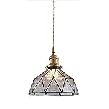 Klassische Retro-Deckenpendelleuchte im Tiffany-Stil, verstellbarer Lampenschirm aus Glas, energiesparend, kein Schwindel, industrielle Vintage-Hängelampe für Wohnzimmer, Schlafzimmer, Restaurant,