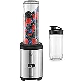 WMF Kult X Mix & Go Mini Smoothie Maker mit 2 Mixbehälter, Shake Mixer, Blender elektrisch, 300 Watt, Kunststoff-Flasche 300ml + 600ml, BPA-frei,