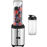 WMF Kult X Mix & Go Mini Smoothie Maker mit 2 Mixbehälter, Shake Mixer, Blender elektrisch, 300 Watt, Kunststoff-Flasche 300ml + 600ml, BPA-frei,