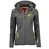 Geographical Norway REINE LADY - Damen wasserabweisend Softshell-Jacke - Outdoor-Kapuzenjacke softshelljacke - Winter mantel Jacke - winddicht funktionsjacke (Grau/Orange M) Größe 2