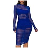 XIAOYUER Kleider Damen Frauen Solid Mesh Slim Casual Nachtclub Kleid Weste und Shorts Anzug Set Abendkleider Cocktailkleid Tuchkleid Pencil Kleid Festkleid Strandk