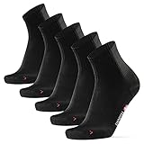 DANISH ENDURANCE Quarter Pro Sportsocken, Laufsocken für Damen und Herren 1, 3 oder 5 Paare (5x Schwarz, EU 43-47)