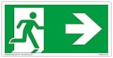 Schild Notausgang | extra langnachleuchtend | PVC selbstklebend 297x148mm | gemäß ASR A1.3 DIN 7010 DIN 67510 | Notausgangsschild Pfeil rechts | Fluchtwegschild Rettungsweg | Dreifke® extra 160