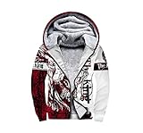 Löwe Tattoo 3D Gedruckt Plus Samt Jacke Winter Fleece Zipper Hoodies Herren Damen Warm Cosplay Mantel, 1, XXL