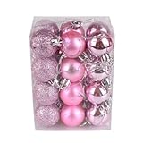 Christbaumkugeln aus Kunststoff, 3 cm, Rosa, 24 Stück