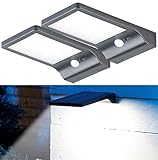 Lunartec LED Solar Leuchte: 2er-Set Solar-LED-Wandleuchten, PIR-Sensor & Nachtlicht, IP44, 350 lm (Solar Wandleuchten Bewegungsmelder)