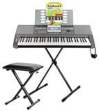 Classic Cantabile CPK-303 Keyboard Deluxe Set - 61 Tasten mit Anschlagdynamik - 508 Klänge und 180 Begleitrhythmen -inkl. Ständer, Bank, Tasche, Kopfhörer und Keyboardschule - g