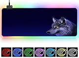 Wolfskönig Wolfskopf Traum Sternenklar Weiß Schwarz Cool Super Game Mauspad Erweiterung für Desktop Computer Laptop