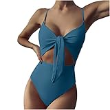Orgrul Damen Bikini Set mit Muschelkante Triangel Bikini Tropicalmuster Bademode Zweiteiliger Badeanzug Bikini Damen High Waist 18FA (S, Blau)