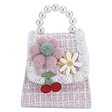 Kleinkind Umhängetasche, Kinderhandtasche Kunstperlen Dekoration für Schule für für Outdoor(18 * 12 * 8cm-Rosa)
