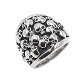 GXL&YZQ Ringe Für Mann Kleine Totenköpfe Voller Gothic Edelstahl Paar Cool Retro Handarbeit Verhindert Allergie Halloween Schmuck Geburtstagsgeschenk Punk,10