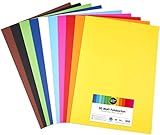 perfect ideaz 50 Blatt DIN-A2 Foto-Karton bunt, Bastel-Papier, Bogen durchgefärbt, 10 verschiedene Farben, 300g/m², Ton-Zeichen-Pappe zum Basteln, buntes Blätter-Set farbig, Plakat-B