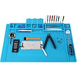 Aweohtle Lötmatte Silikon 500℃ Hitzebeständige Magnetisch Reparatur Matte Arbeitsmatte soldering mat antistatisch für Lötpistolen, Heißpistolen - groß 45x 30